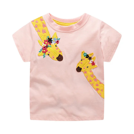 Girls' Cotton Short Sleeve Giraffe T-Shirt
