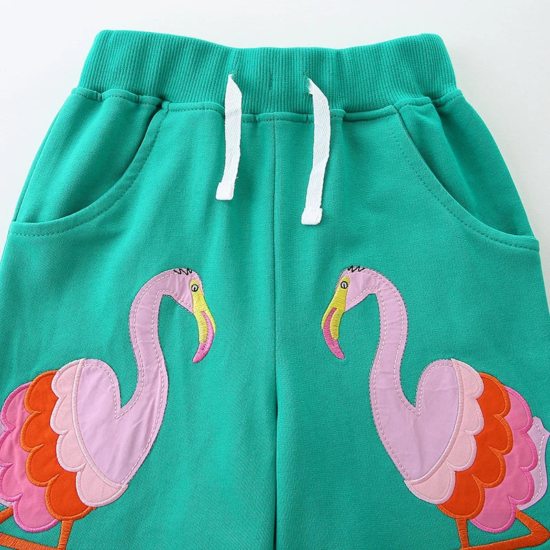 Girls Shorts - Flamingo applique