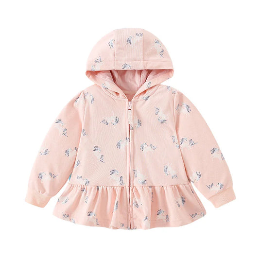 Girls Hooded Jacket with Unicorns allover