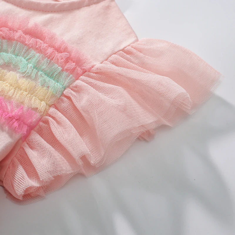 Girls Flutter Sleeve Applique Dress