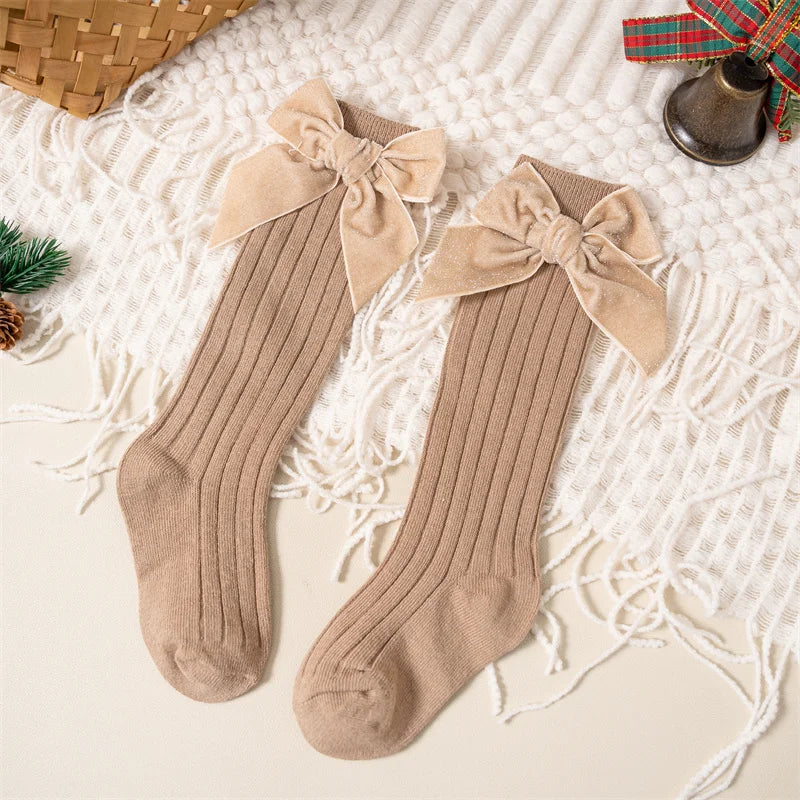 Sparkly Bow Knee High Socks