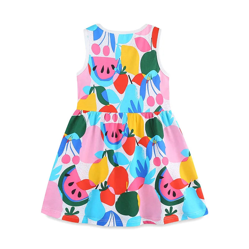 Girls Allover Fruit print Sleeveless Dress