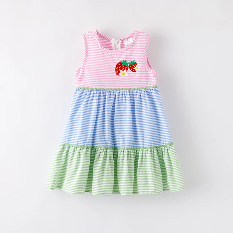 Strawberry Patch Striped Cotton Dress