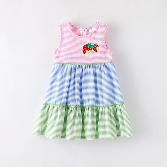 Strawberry Patch Striped Cotton Dress