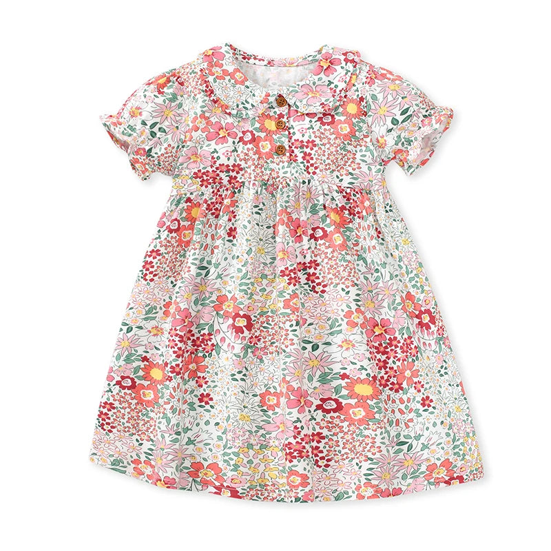Girls Short Sleeve Floral Dress