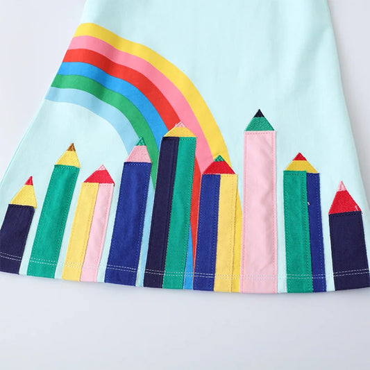 Girls Applique Short Sleeve Dress