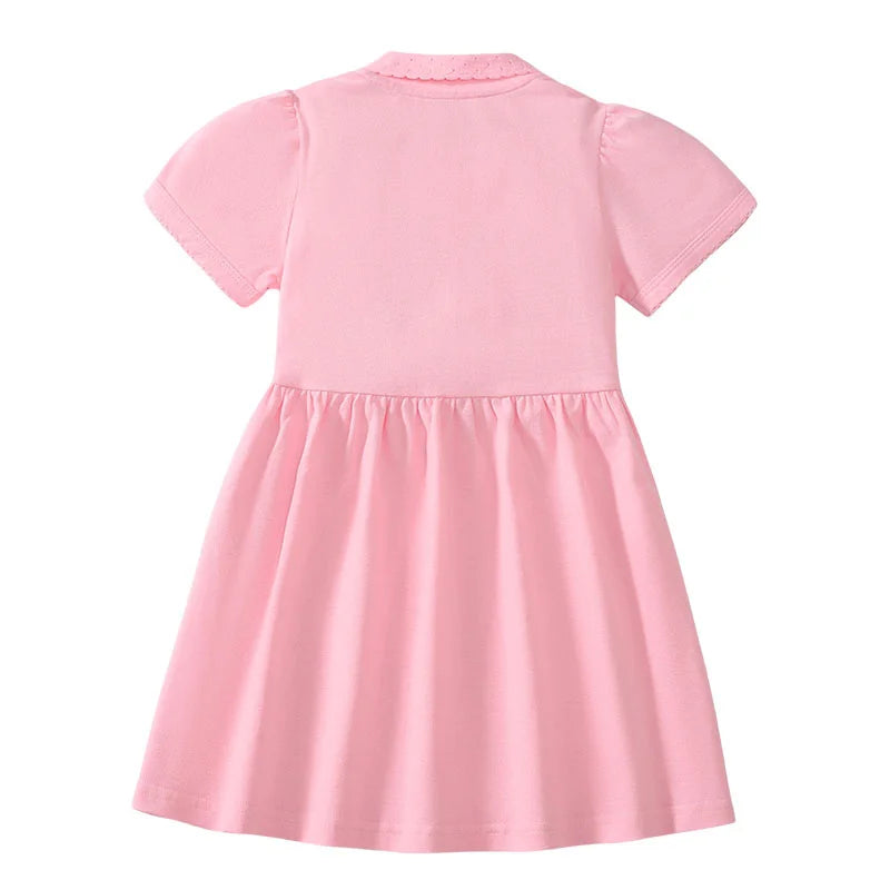 Girls Knitted Short Sleeve Dress with Collar
