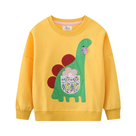Girls Sweatshirts - Yellow dinosaur