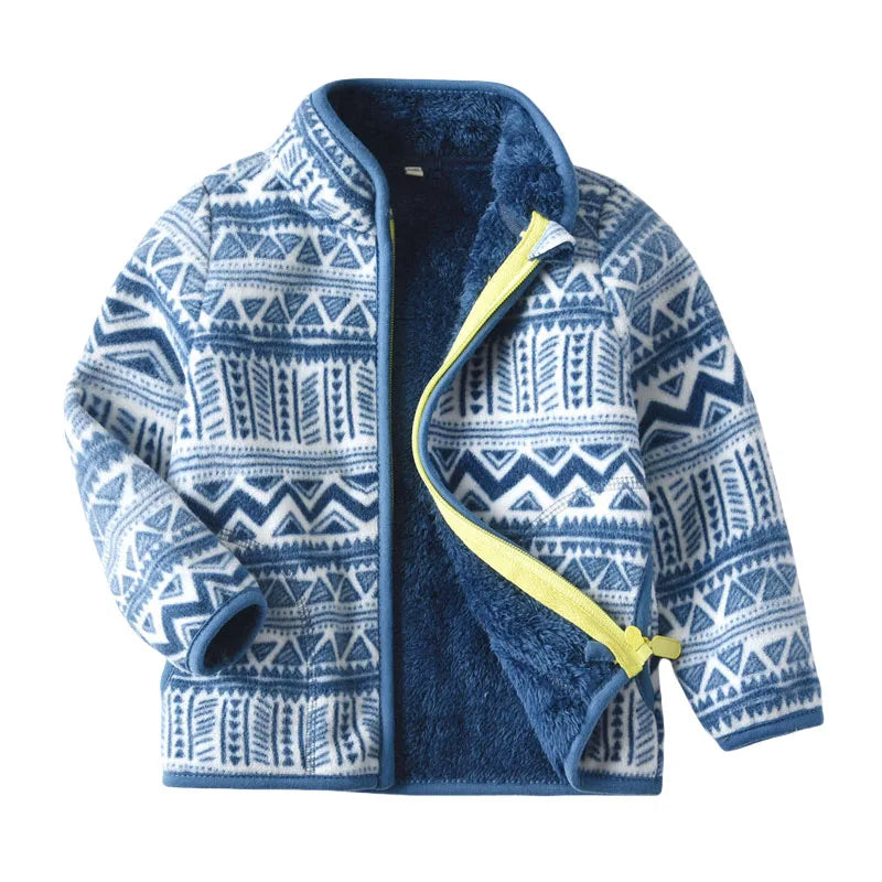 Fleece Zipper Jacket - Geometric