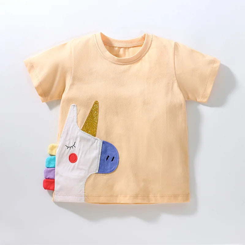Girls' Cotton Short Sleeve Unicorn T-Shirt