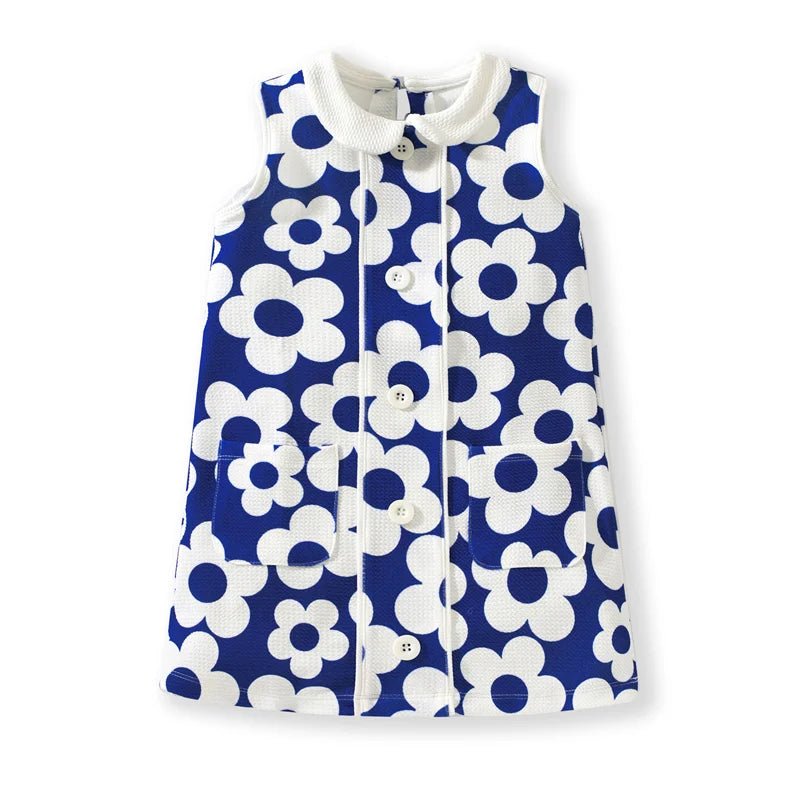 Girls Sleeveless Floral Pop Dress