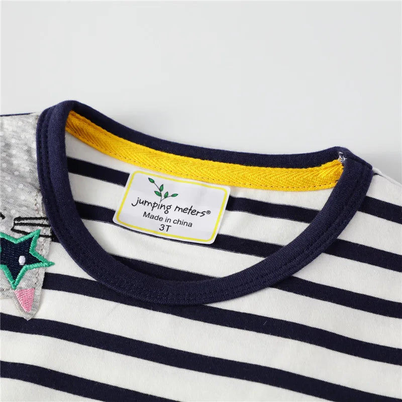 Girls Cats Applique Short Sleeve Dress