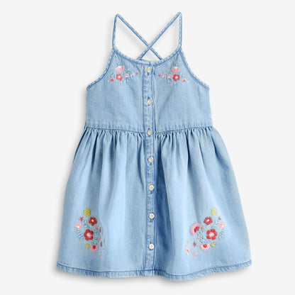 Girls' Dress Denim Suspender Dress