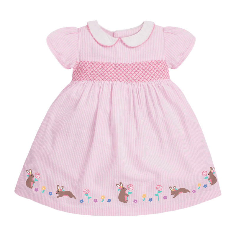 Girls Dress with smocking and Peter pan collar