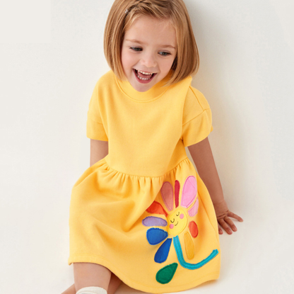 Girls Short Sleeve Flower Dress
