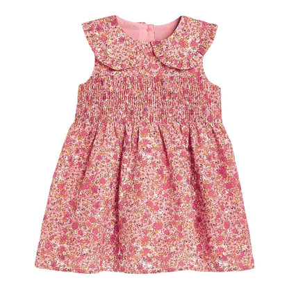 Girls' Sleeveless Smocked Collared Dress