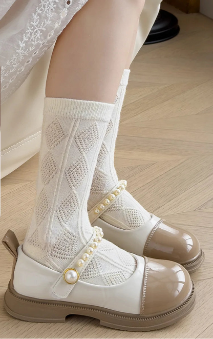 5 Pack White Cotton Mid Calf Socks