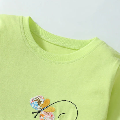 Girls LS T & Legging Set in Green & Pink bunny