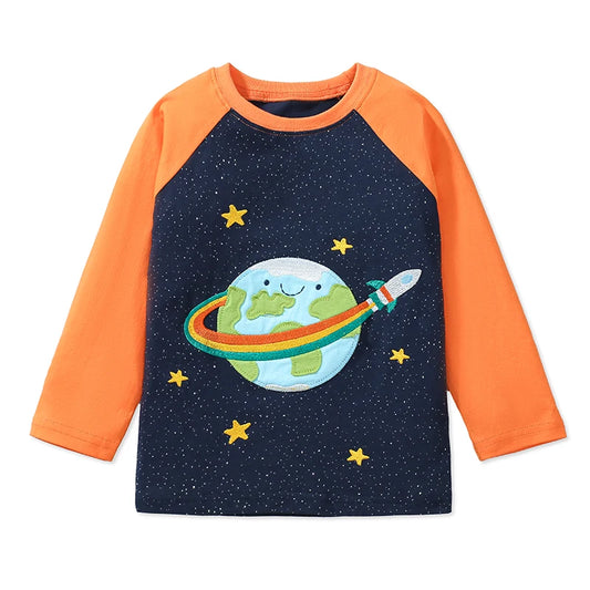 Rocket around Earth Long Sleeve Tee