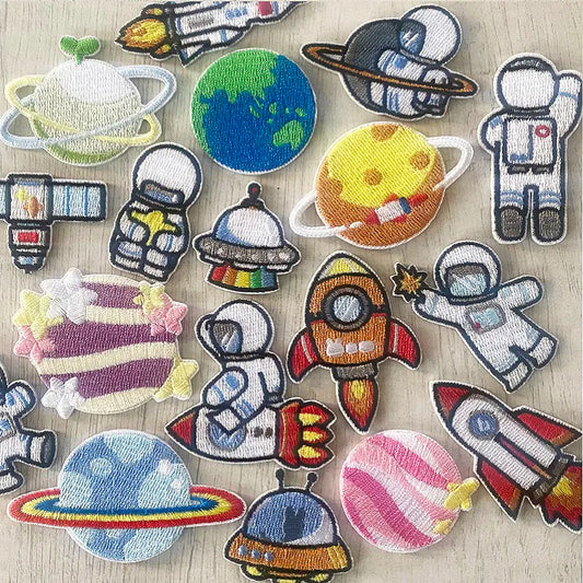 Choose from Astronaut & Space themed Iron on Patches