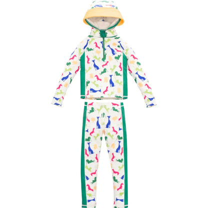 Dog Print UPF 50 2-Piece Sun Protection Suit + Matching cap