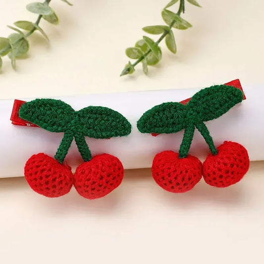 A Pair of Red Cherry Hair Clips