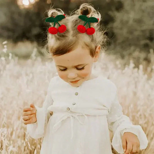 A Pair of Red Cherry Hair Clips