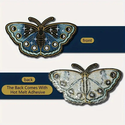 Midnight Blue Butterfly Iron-on Patch (1 unit)