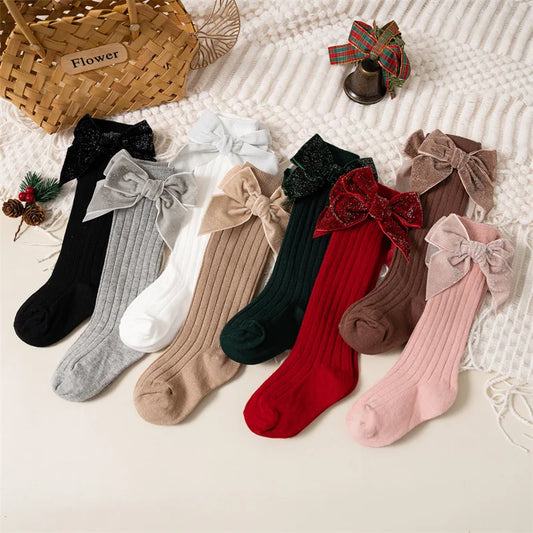Sparkly Bow Knee High Socks
