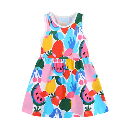 Girls Allover Fruit print Sleeveless Dress