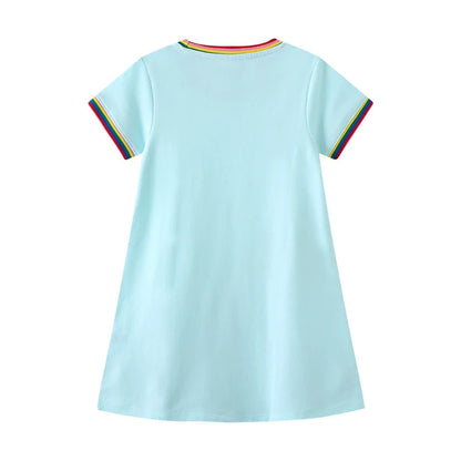 Girls Applique Short Sleeve Dress