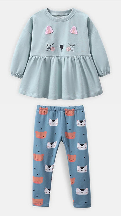 Girls LS Tee & Leggings Set - Kitty