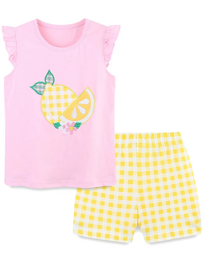 Girls Gingham Shorts and Sleeveless T-shirt
