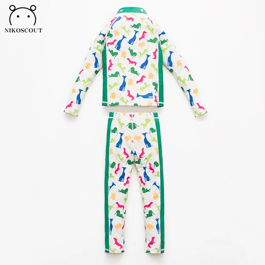 Dog Print UPF 50 2-Piece Sun Protection Suit + Matching cap