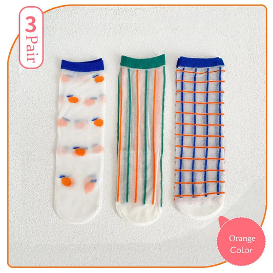 3 Pack Sheer Summer Mid-calf Socks