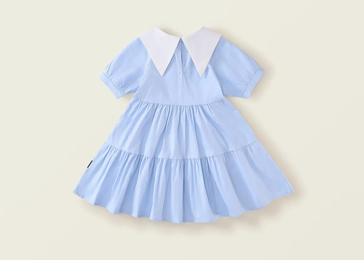 Girls Big Collar Short Sleeved Dress
