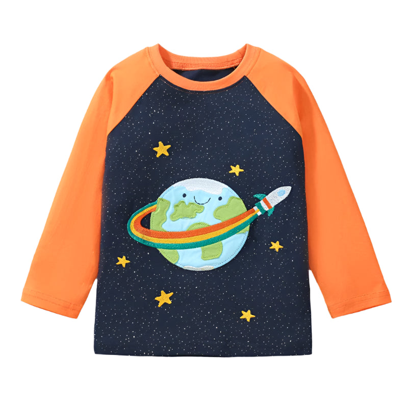 Rocket around Earth Long Sleeve Tee