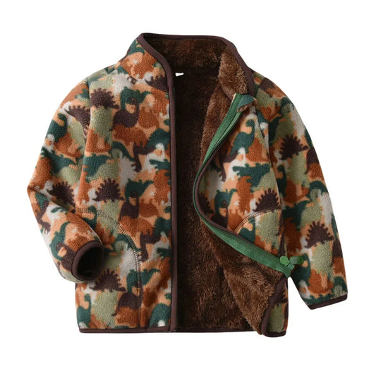 Fleece Zipper Jacket - Camo Dino