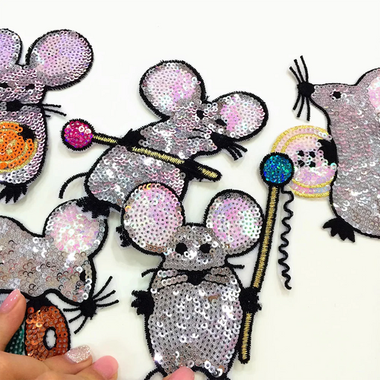 Set of 6 Sequinned Mouse patches
