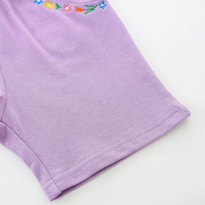 Girls Shorts - Embroidered Flowers