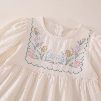 Girls Delicate Flowers Princess Dress