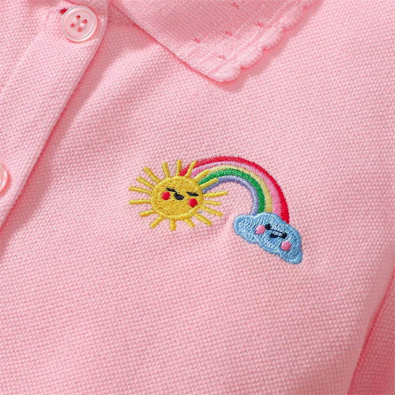 Girls Knitted Short Sleeve Dress with Collar