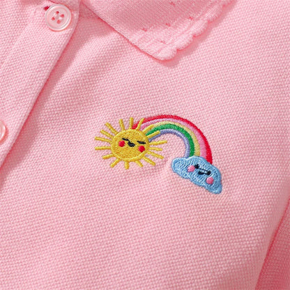 Girls Knitted Short Sleeve Dress with Collar