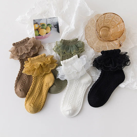 5 Pack Lace Ankle Socks (Multicolour)