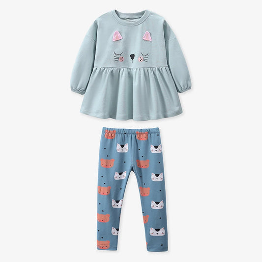 Girls LS Tee & Leggings Set - Kitty
