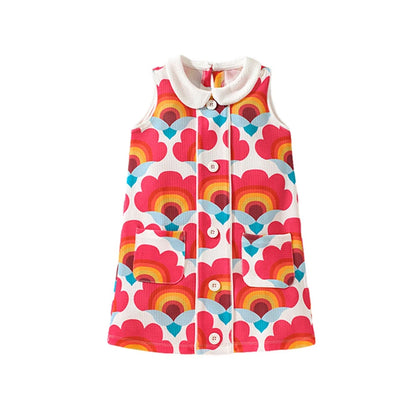 Girls Sleeveless Floral Pop Dress