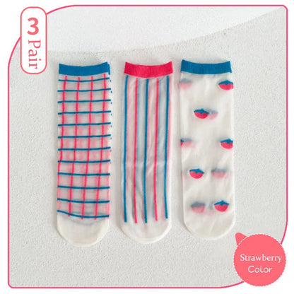 3 Pack Sheer Summer Mid-calf Socks