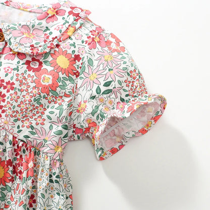 Girls Short Sleeve Floral Dress