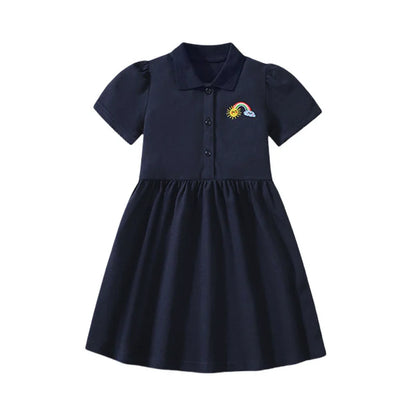 Girls Knitted Short Sleeve Dress with Collar