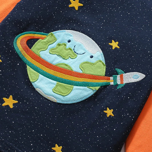 Rocket around Earth Long Sleeve Tee